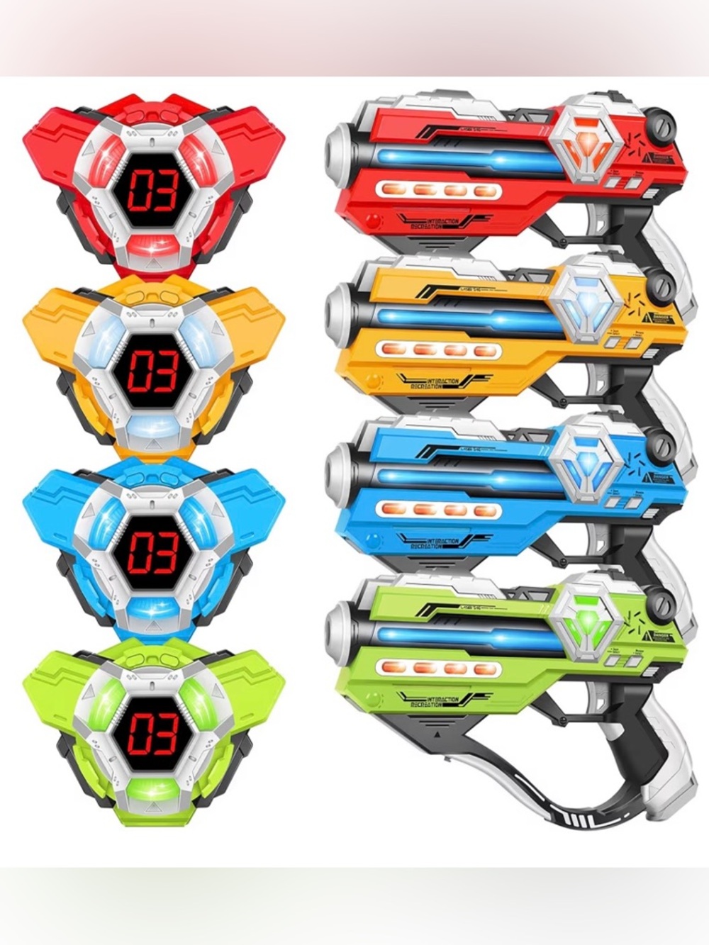 Laser Tag Guns Set of 4 with Digital LED family fun